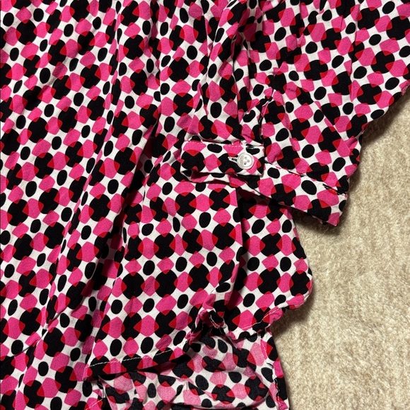 3x mandarin v neck top pink red black white Crown & Ivy long sleeve - Picture 3 of 7